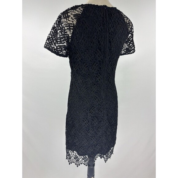 Anne Fontaine Cocktail Dress Black Lace 38 Short Sleeve Sheer Layered - Picture 2 of 11